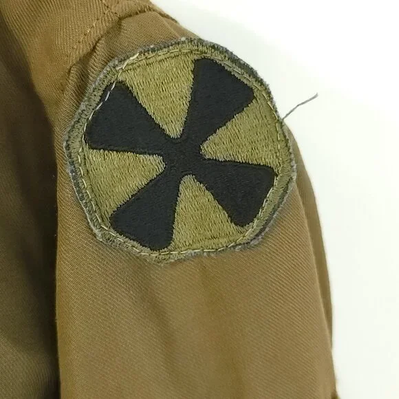 Vtg US Military Shirt Men's Med Sting Ray 13 3rd AVN DET Patch Zip Front 70s